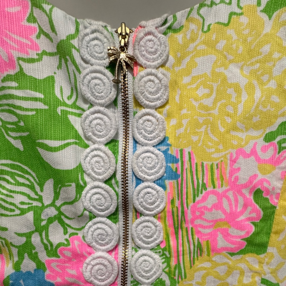Lilly Pulitzer Floral Cathy hibiscus stroll print lace back Dobby Dress size 2 - Picture 6 of 7